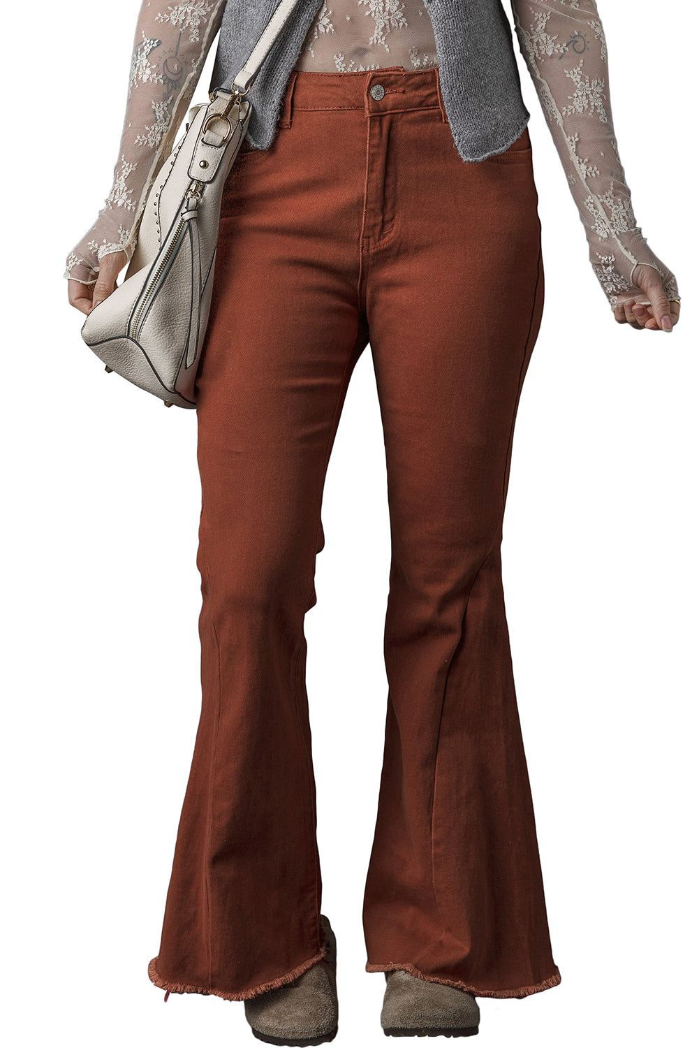 High Waist Raw Hem Flare Jeans


		Designed for daily occasions, these elegant flared jeans are stylish
	
	
		The high waistline is very flattering to bring a slender figure
	
	
		The desBottomsDalilly Designs BoutiqueHigh Waist Raw Hem Flare Jeans