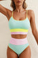 Bonbon Color Block High Waisted Sexy Bikini Set