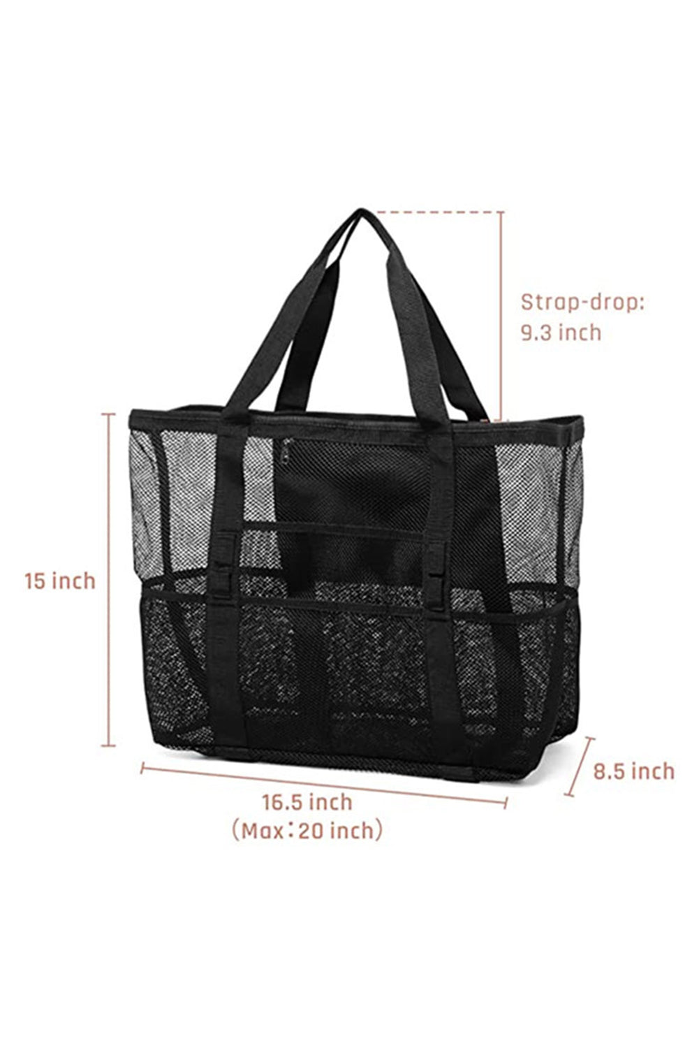 Black Multi-pocket Large Mesh Tote Bag
 Size Chart (CM)



Sizes 



Length
 



Height
 



Width
 






 




 




 





ONE SIZE
 



42~43
 



37~38
 



21~22
 






		This tote bag is perfecShoes & Bags/HandbagsDalilly Designs Boutiqueblack multi-pocket large mesh tote bag