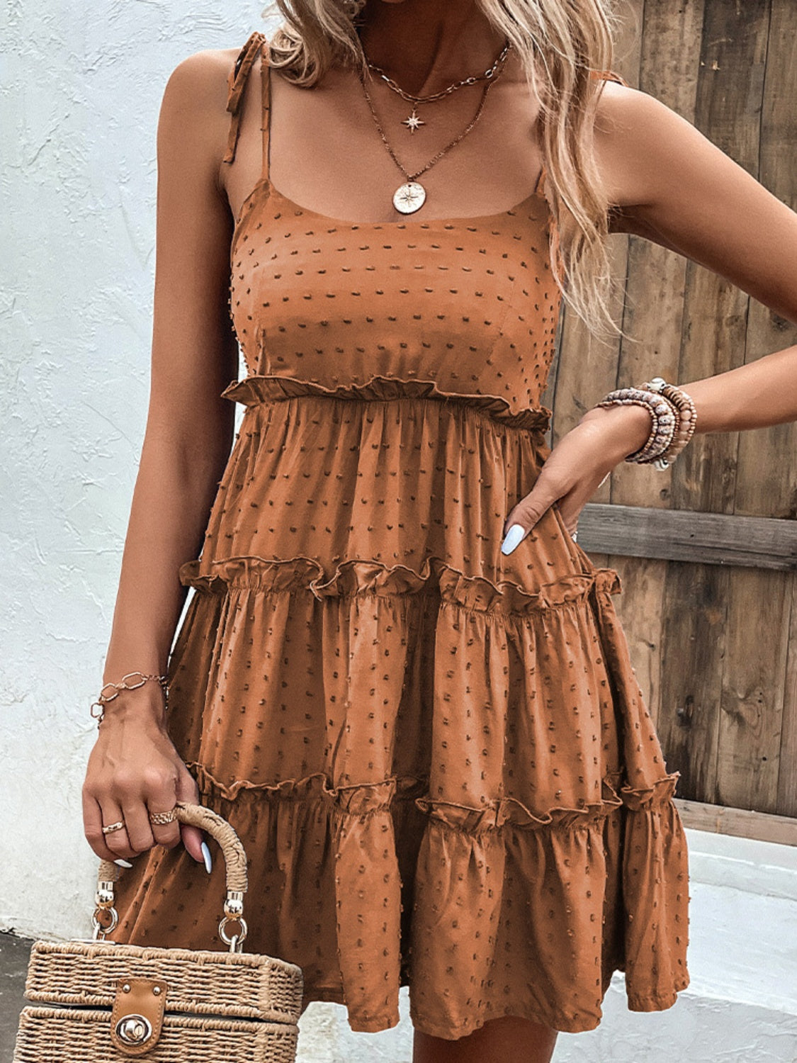 Frill Spaghetti Strap Tiered Dress
Features: Frill
Sheer: Opaque
Stretch: No stretch
Body: Not lined
Material composition: 100% polyester
Care instructions: Machine wash cold. Tumble dry low.
ImporteDressesDalilly Designs BoutiqueFrill Spaghetti Strap Tiered Dress