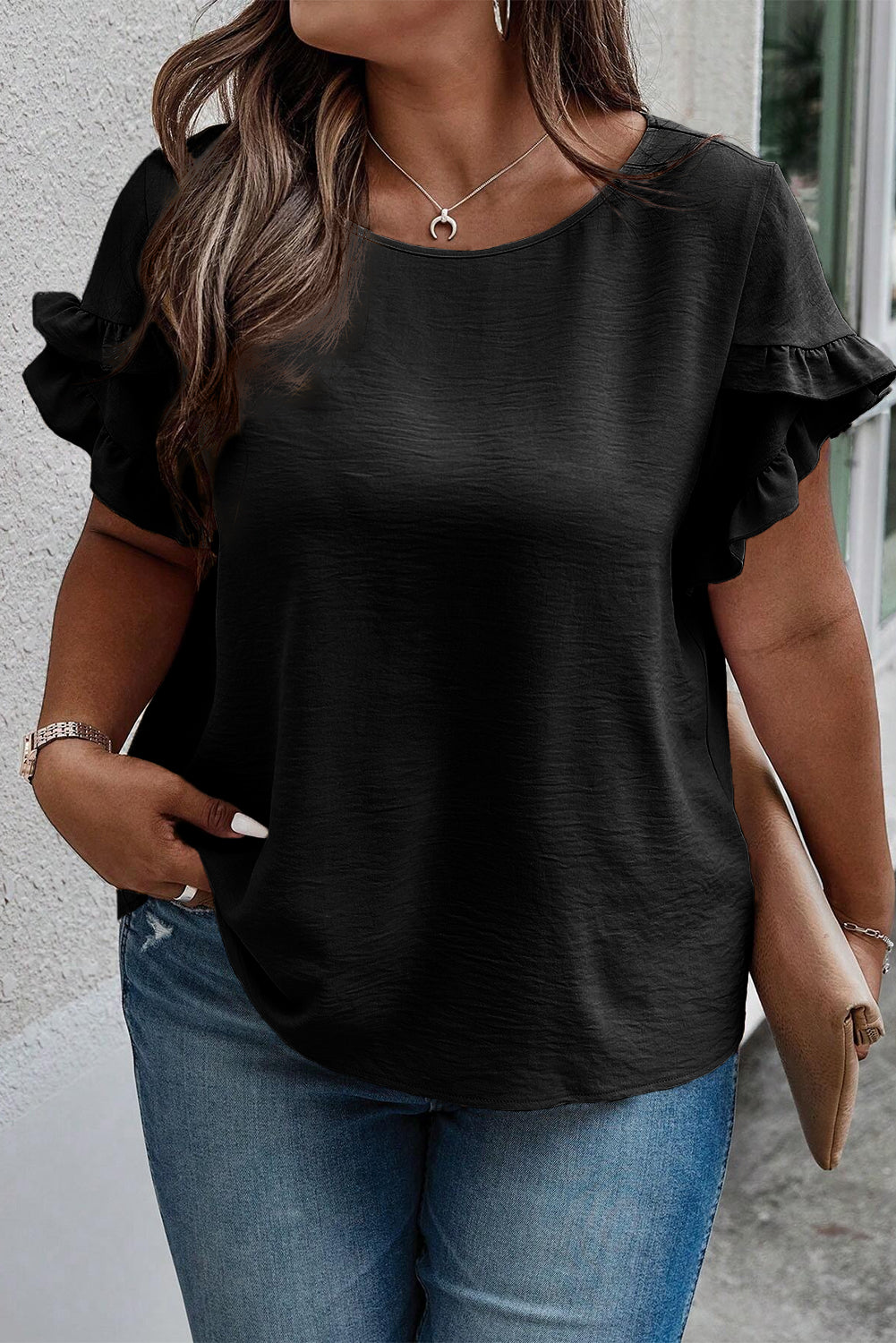 Dark Grey Ruffled Short Sleeve Plus Size Top
 Size Chart (INCH)



Sizes 



Bust
 



Hem_Width
 



Shoulder
 



Sleeve_Length
 



Length
 





Relax
 



Relax
 



Relax
 



Relax
 



Relax
 





1XPlus Size/Plus Size Tops/Plus Size Tops & TeesDalilly Designs BoutiqueDark Grey Ruffled Short Sleeve