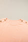 Apricot Pink Button Detail Batwing Sleeve Casual Tee