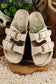 Beige Suede Buckle Decor Footbed Sandal Slippers