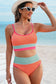 Bonbon Color Block High Waisted Sexy Bikini Set