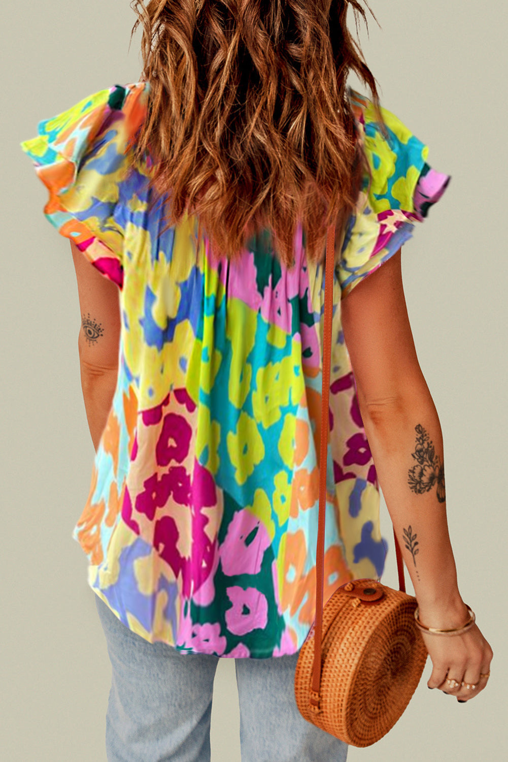 Ruffled Printed Tie Neck Cap Sleeve Blouse
Features: Tied, Ruffled
Sheer: Opaque
Stretch: No stretch
Material composition: 100% polyester
Care instructions: Machine wash cold. Tumble dry low.
Imported


SizeDalilly Designs BoutiqueRuffled Printed Tie Neck Cap Sleeve Blouse