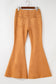 Brown Exposed Seam Flare Suede Pants with Pockets