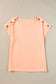 Apricot Pink Button Detail Batwing Sleeve Casual Tee