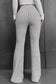 Gray Solid Color High Waist Ribbed Flare Pants

The solid color pants are easy to pair with other items in your wardrobe
	The high waist design offers both style and comfort with a flattering fit
	With a flaredBottomsDalilly Designs BoutiqueGray Solid Color High Waist Ribbed Flare Pants