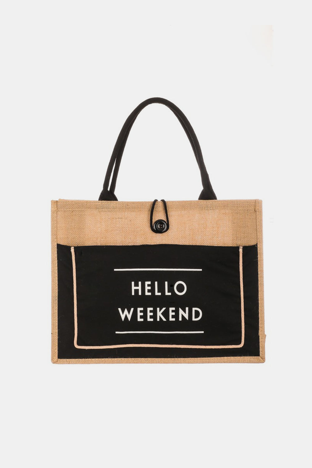 Fame Hello Weekend Burlap Tote BagA stunning must have tote bag that is designed with a hello weekend burlap tote bag design. Perfect as a gift for a loved one!
Bag size: Large
Material: 100% polyestAccessoriesDalilly Designs BoutiqueWeekend Burlap Tote Bag