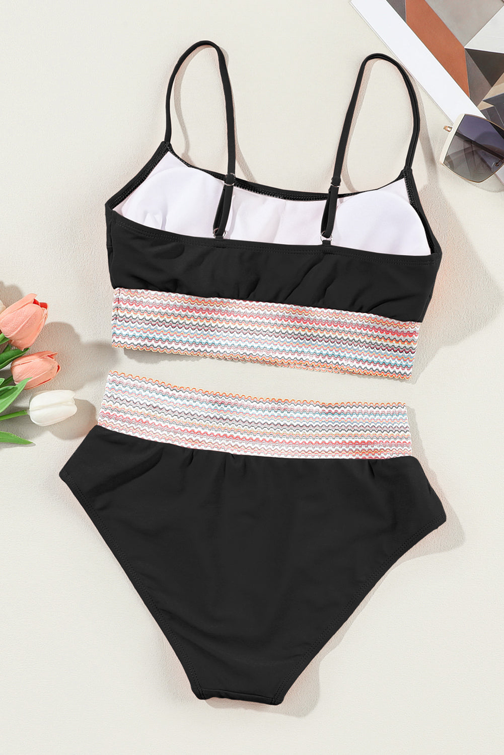 Black Striped Patchwork Spaghetti Strap High Waist Bikini Swimsuit
 Size Chart (INCH)



Sizes 



Waist
 



Bust
 



Hip
 





Relax
 



Relax
 



Relax
 





S
 



23.6
 



28.7
 



29.1
 





M
 



25.2
 



30.7
 

Swimwear/High Waisted SwimsuitDalilly Designs BoutiqueBlack Striped Patchwork Spaghetti Strap High Waist Bikini Swimsuit