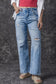 Light Blue High Rise Distressed Straight Leg Jeans

	


		Distressed detailing adds a trendy edge to these high rise jeans
	
	
		The straight leg silhouette creates a flattering and versatile fit, suitable foBottomsDalilly Designs BoutiqueLight Blue High Rise Distressed Straight Leg Jeans