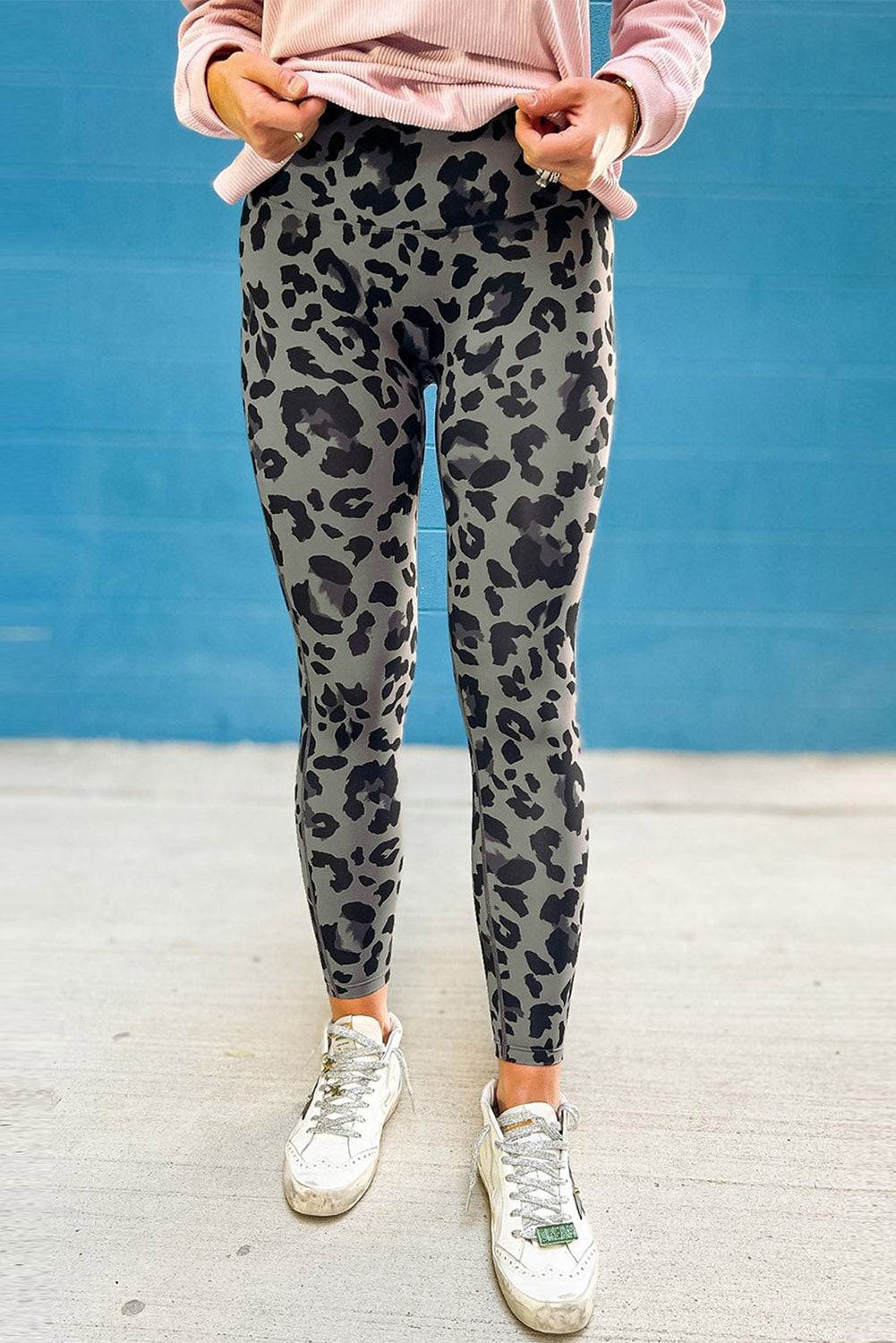 Gray Classic Leopard Print Active Leggings

	We are thrilled to bring you all our very own animal print leggings
		These leggings are so cute and the print is perfect
		We are pairing these with a solid tunBottomsDalilly Designs BoutiqueGray Classic Leopard Print Active Leggings