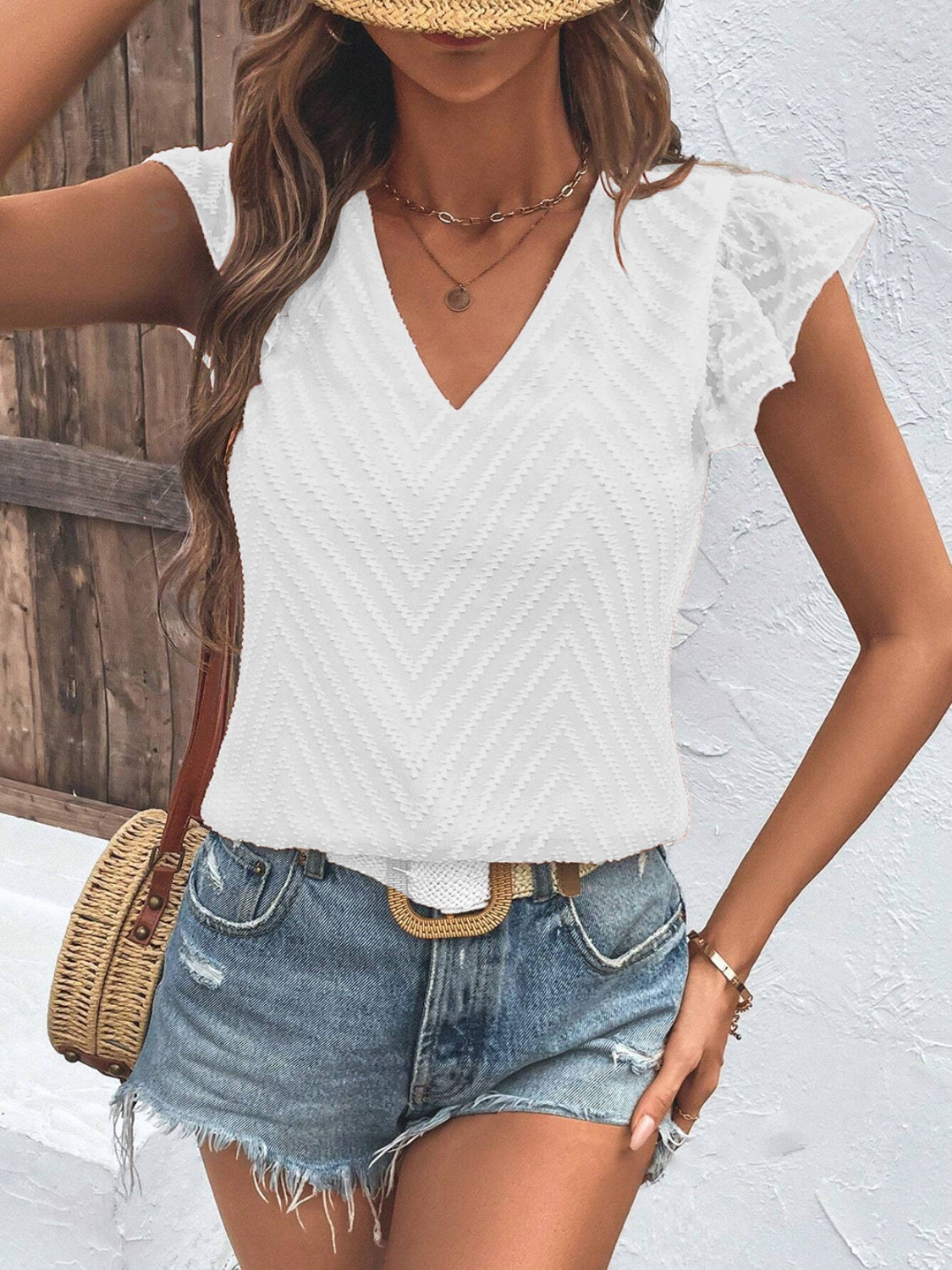 Textured V-Neck Cap Sleeve Blouse
Features: Basic style
Sheer: Opaque
Stretch: No stretch
Material composition: 100% polyester
Care instructions: Machine wash cold. Tumble dry low.
Imported


Size
UTopsDalilly Designs Boutique-Neck Cap Sleeve Blouse