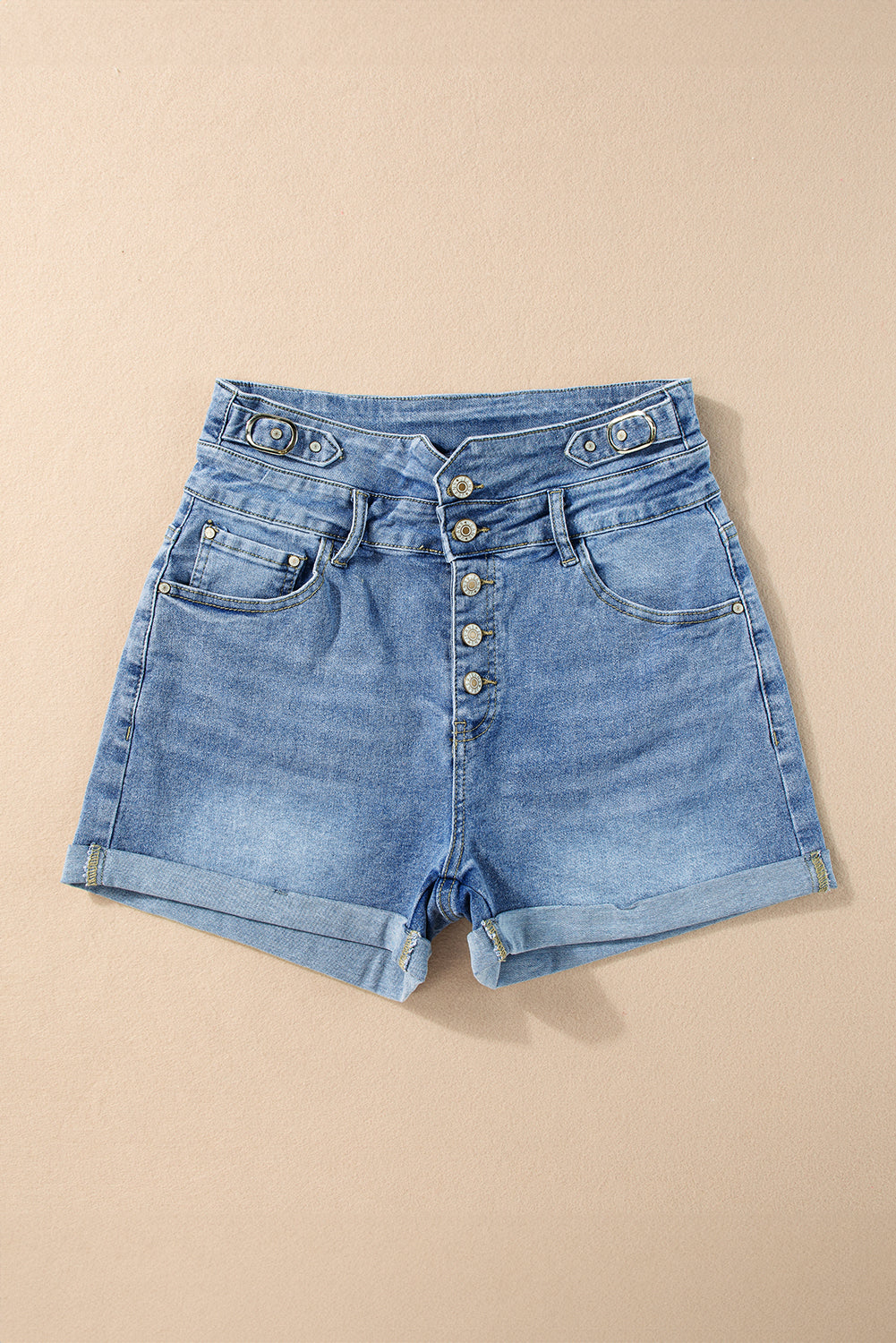 Dusk Blue Button Fly High Waist Roll Edge Denim Shorts
 Size Chart (INCH)



Sizes 



Waist
 



Hip
 



Bottoms
 



Inseam
 



Outseam
 





Relax
 



Relax
 



Relax
 



Relax
 



Relax
 





6
 



27.8
 
Bottoms/Denim ShortsDalilly Designs BoutiqueDusk Blue Button Fly High Waist Roll Edge Denim Shorts