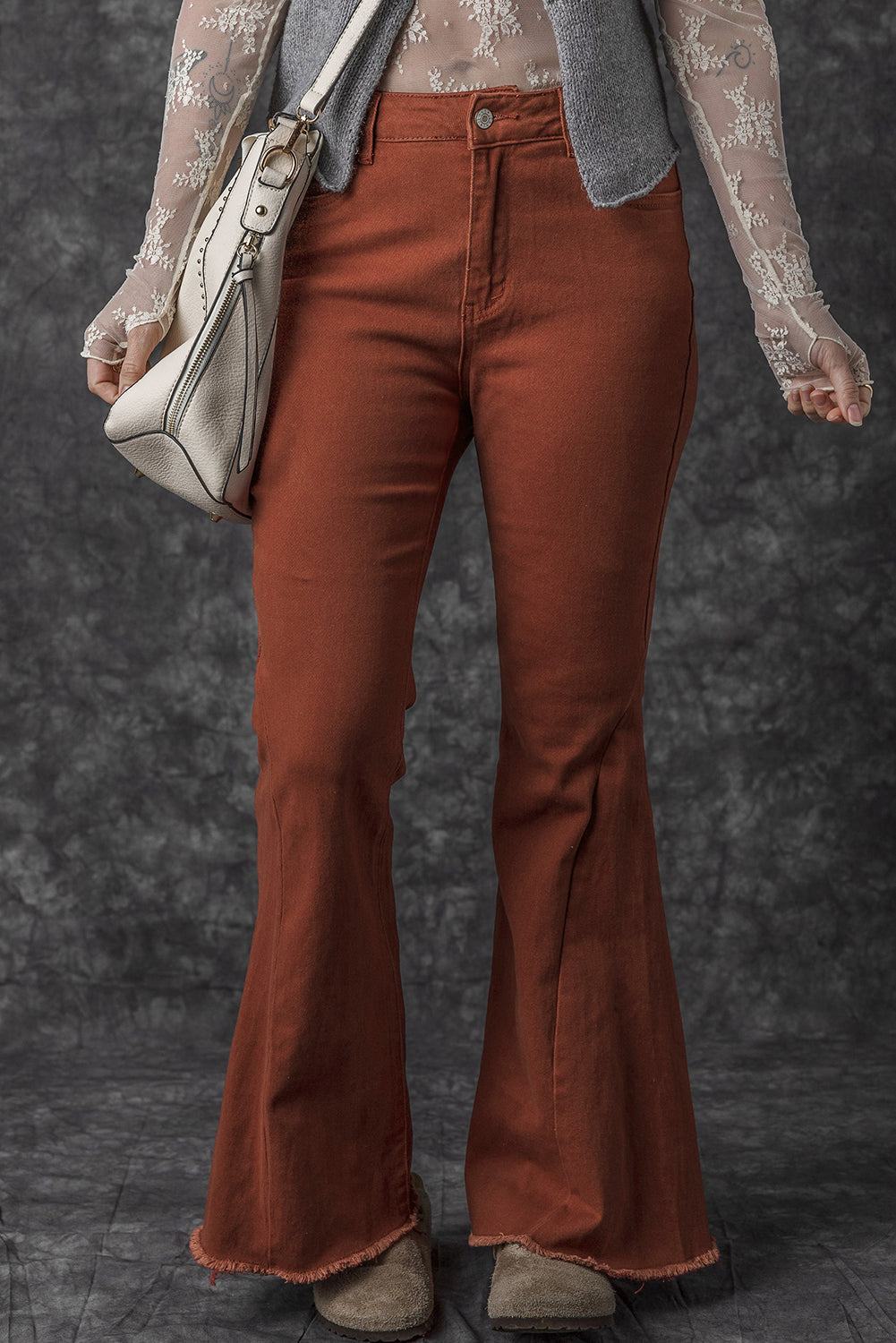 High Waist Raw Hem Flare Jeans


		Designed for daily occasions, these elegant flared jeans are stylish
	
	
		The high waistline is very flattering to bring a slender figure
	
	
		The desBottomsDalilly Designs BoutiqueHigh Waist Raw Hem Flare Jeans