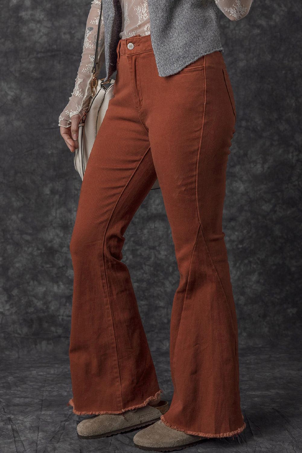 High Waist Raw Hem Flare Jeans


		Designed for daily occasions, these elegant flared jeans are stylish
	
	
		The high waistline is very flattering to bring a slender figure
	
	
		The desBottomsDalilly Designs BoutiqueHigh Waist Raw Hem Flare Jeans