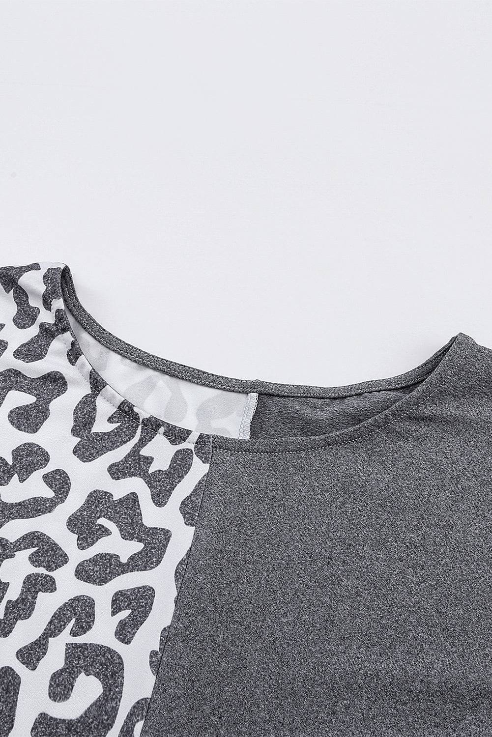 Gray Contrast Solid Leopard Short Sleeve T-shirt Dress with Slits

		This long dress is very friendly to all body shapes
	The leopard print and solid color splicing are stylish
	The roll-up sleeves are loved by people
	With side DressesDalilly Designs BoutiqueGray Contrast Solid Leopard Short Sleeve