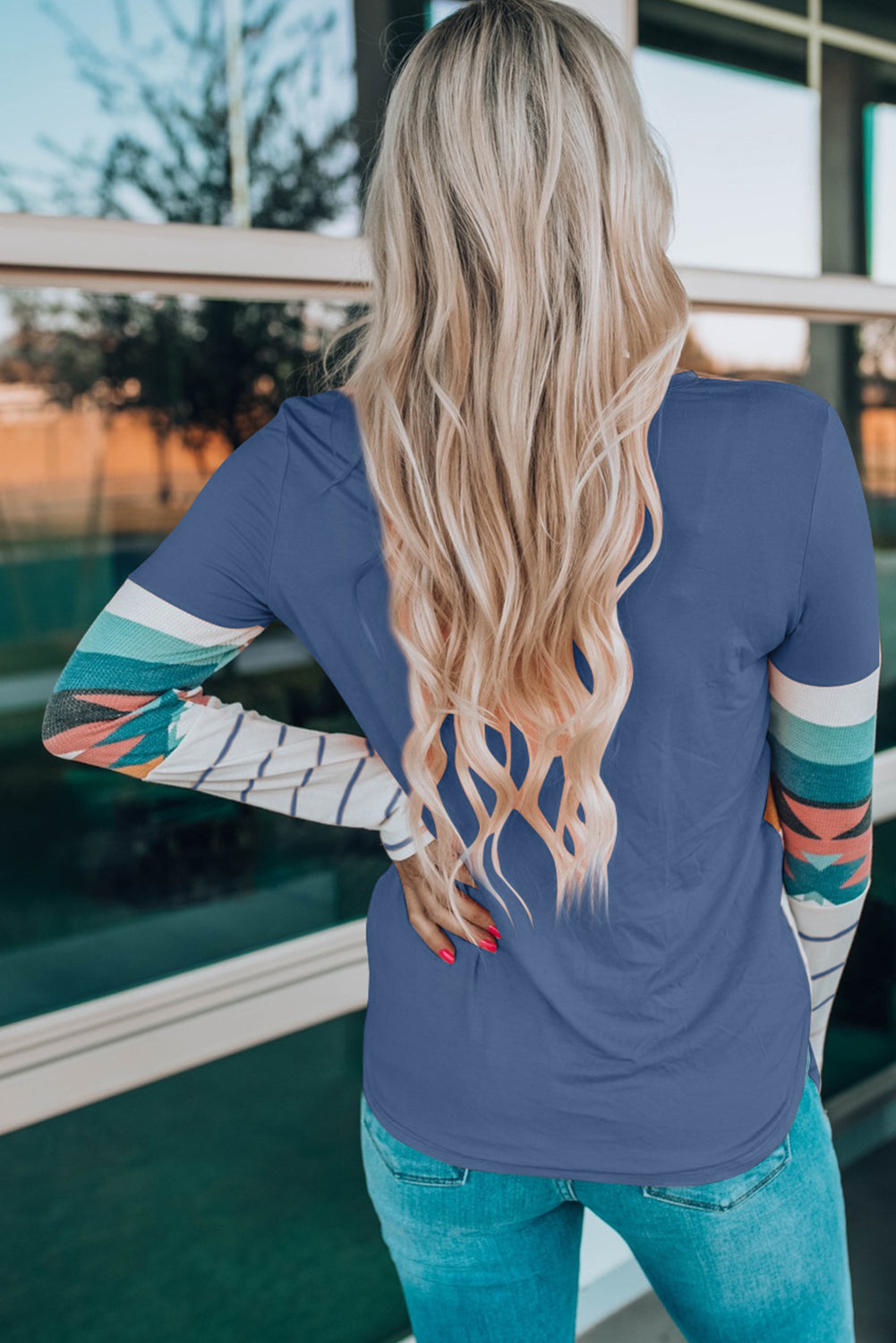 Geometric Round Neck Long Sleeve T-Shirt
Features: Basic style
Sheer: Opaque
Stretch: Slightly stretchy
Material composition: 60% polyester, 35% fabric, 5% spandex
Care instructions: Hand wash cold. Do notTopsDalilly Designs BoutiqueGeometric Round Neck Long Sleeve