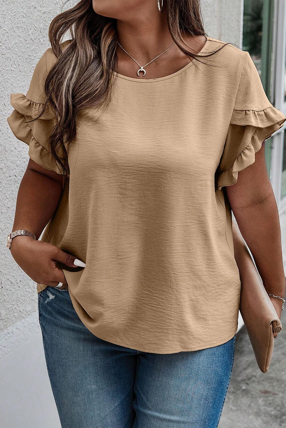 Dark Grey Ruffled Short Sleeve Plus Size Top
 Size Chart (INCH)



Sizes 



Bust
 



Hem_Width
 



Shoulder
 



Sleeve_Length
 



Length
 





Relax
 



Relax
 



Relax
 



Relax
 



Relax
 





1XPlus Size/Plus Size Tops/Plus Size Tops & TeesDalilly Designs BoutiqueDark Grey Ruffled Short Sleeve