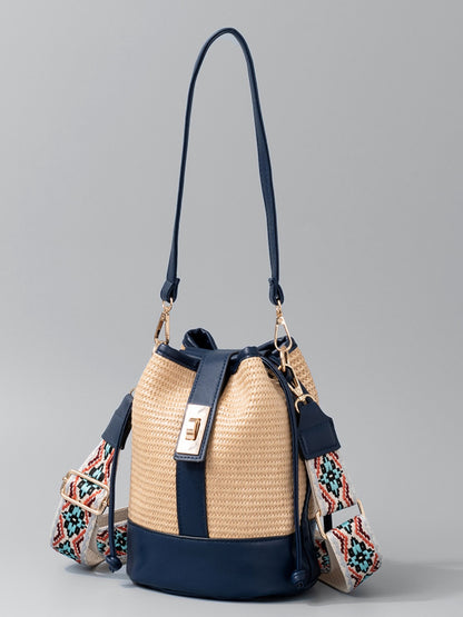 Straw Braided Adjustable Strap Bucket Bag
Bag size: Medium
Material: PU leather, Polyester, Straw
Imported

Product measurements:
One Size: Length 6.9 in, Width 5.1 in, Height 8.7 in, Weight 12.3 oz

Shoes & Bags/HandbagsDalilly Designs BoutiqueStraw Braided Adjustable Strap Bucket Bag