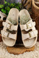 Beige Suede Buckle Decor Footbed Sandal Slippers