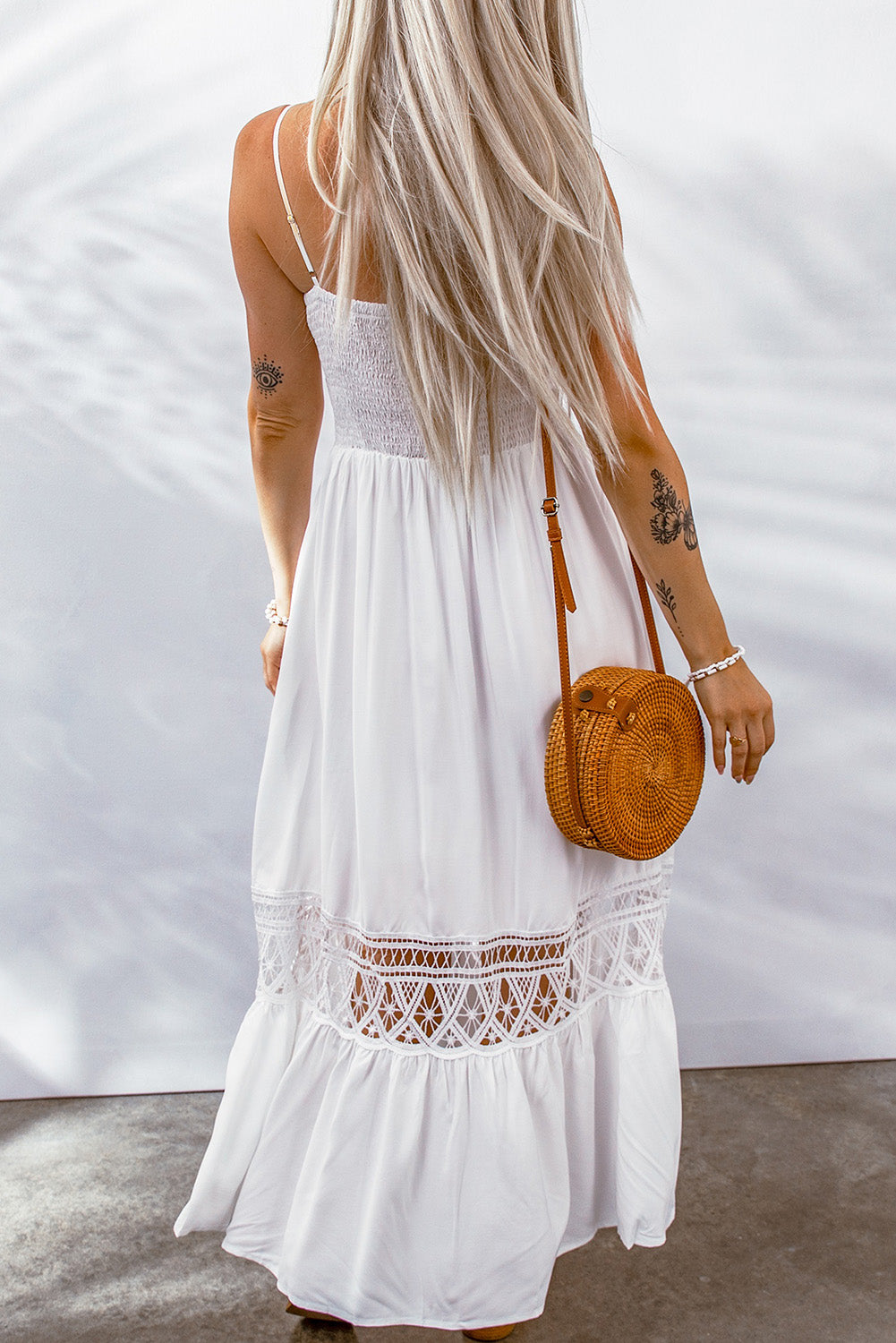 White Lace Splice Button Decor Spaghetti Strap Maxi Dress

Our Lace Splice Button Decor Spaghetti Strap Maxi Dress is giving us all the boho-babe vibes
We can't stop staring at that amazing crochet trim details
Perfect foDressesDalilly Designs BoutiqueWhite Lace Splice Button Decor Spaghetti Strap Maxi Dress