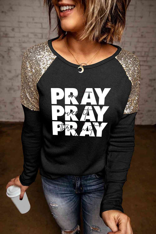 PRAY Graphic Sequin T-Shirt
Features: Sequin
Sheer: Opaque
Stretch: Slightly stretchy
Material composition: 95% polyester, 5% elastane
Care instructions: Machine wash cold. Tumble dry low.
ImpTopsDalilly Designs BoutiquePRAY Graphic Sequin