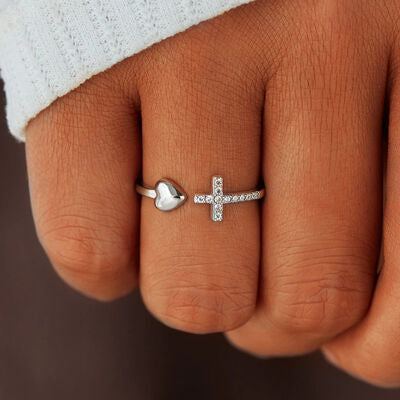 Heart Shape Cross Inlaid Zircon Open Ring
Tip: This product does not include cards
Pieces: 1-piece
Material: 18K gold-plated, 925 sterling silver, Zircon, Rose gold-plated
Care instructions: Avoid wearing dAccessoriesDalilly Designs BoutiqueHeart Shape Cross Inlaid Zircon Open Ring