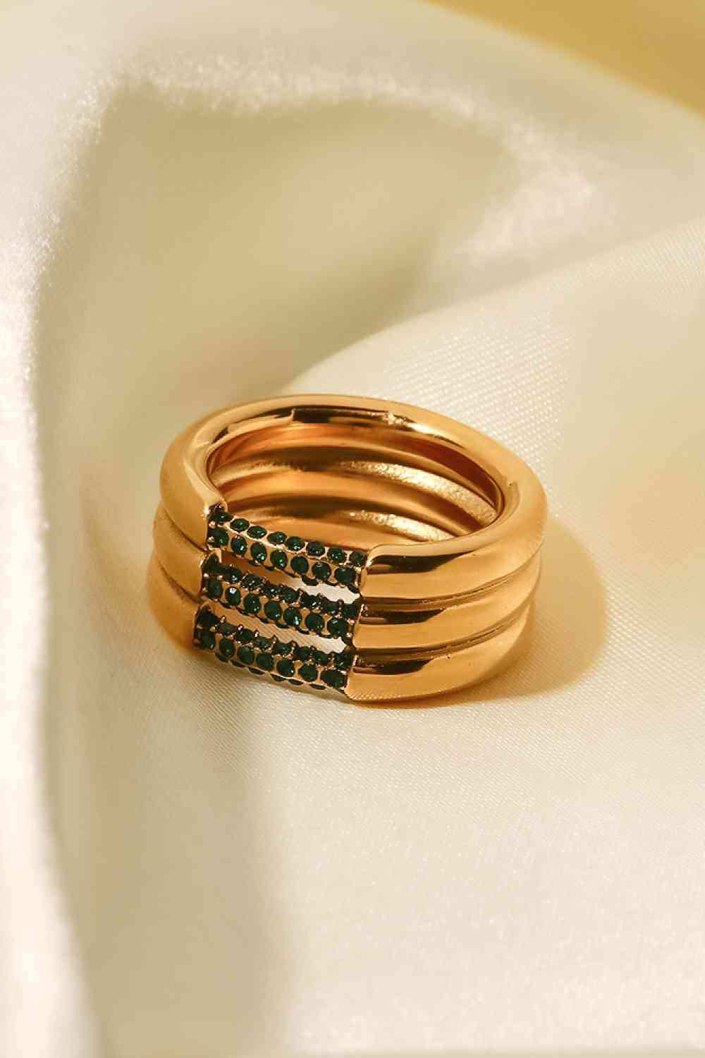 Triple-Layered Rhinestone Ring
Picture style: Flat lay, studio
Features: Triple layered, rhinestone
Material: Stainless steel
Care: Avoid wearing during exercise, as sweat will react with the jewAccessoriesDalilly Designs BoutiqueTriple-Layered Rhinestone Ring