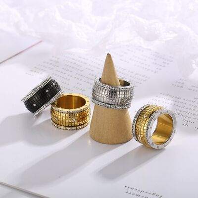 Inlaid Rhinestone Stainless Steel Ring
Pieces: 1-piece
Material: 18K gold-plated, Stainless steel, Rhinestone, Silver-plated, Black gold-plated
Care instructions: Avoid wearing during exercise, as sweat AccessoriesDalilly Designs BoutiqueInlaid Rhinestone Stainless Steel Ring