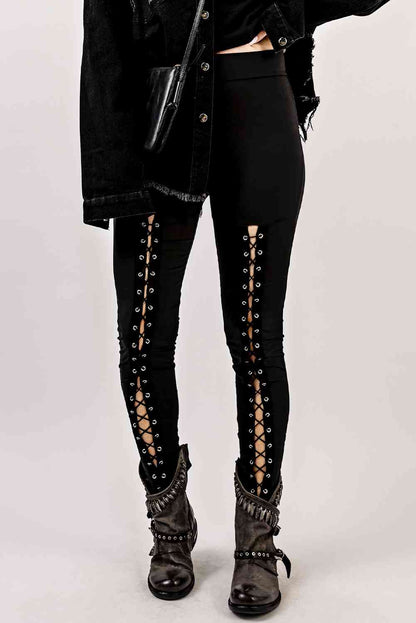 Grommet Lace Up Leggings
Sizing category: Regular
Picture style: Studio
Pattern type: Solid
Style: Chic, casual, bold
Features: Lace up
Length: Long
Material: 95% polyester, 5% spandex
StreBottomsDalilly Designs BoutiqueGrommet Lace