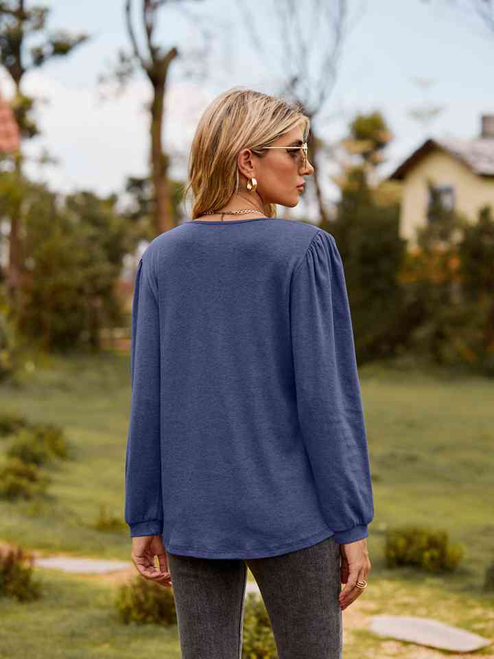 Puff Sleeve Ruffle Trim Blouse
Features: Frill
Sheer: Opaque
Stretch: Slightly stretchy
Material composition: 65% rayon, 30% polyester, 5% spandex
Care instructions: Machine wash cold. Tumble dryTopsDalilly Designs BoutiquePuff Sleeve Ruffle Trim Blouse