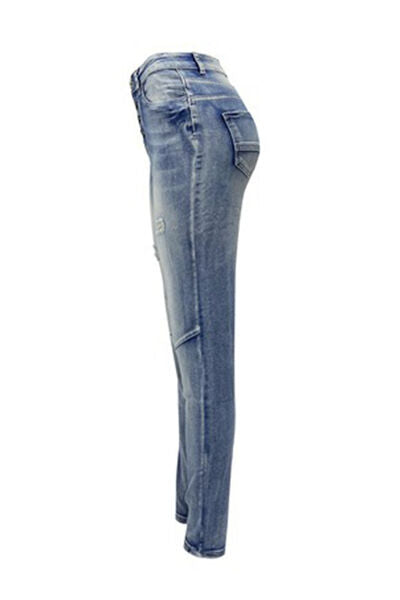 Distressed Button-Fly Jeans with Pockets
Features: Distressed
Stretch: No stretch
Material composition: 65% cotton, 35%% polyester
Care instructions: Machine wash cold. Tumble dry low.
Imported
Product meaBottomsDalilly Designs BoutiqueDistressed Button-Fly Jeans