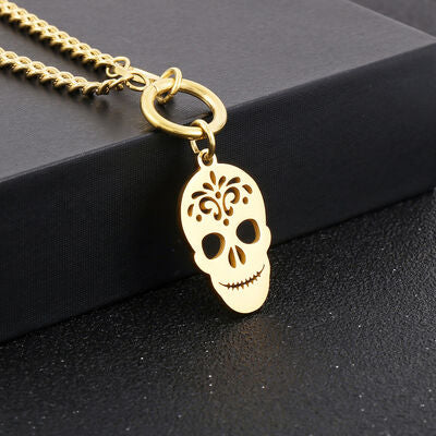 Skull Shape Double-Layered Pendant Necklace
Pieces: 1-piece
Material: Stainless steel, Silver-plated, Gold-plated
Care instructions: Avoid wearing during exercise, as sweat will react with the jewelry to prodAccessoriesDalilly Designs BoutiqueSkull Shape Double-Layered Pendant Necklace