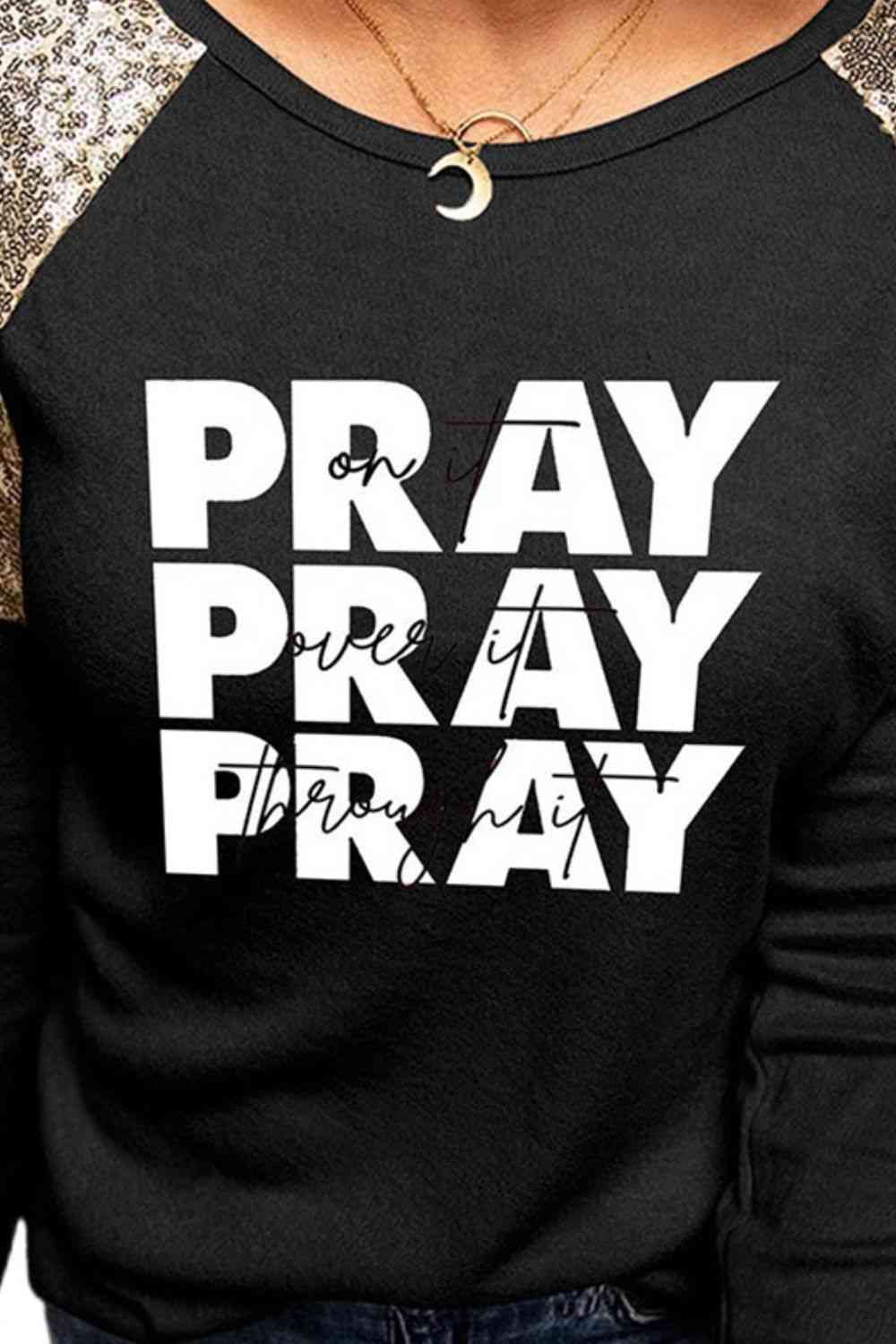 PRAY Graphic Sequin T-Shirt
Features: Sequin
Sheer: Opaque
Stretch: Slightly stretchy
Material composition: 95% polyester, 5% elastane
Care instructions: Machine wash cold. Tumble dry low.
ImpTopsDalilly Designs BoutiquePRAY Graphic Sequin