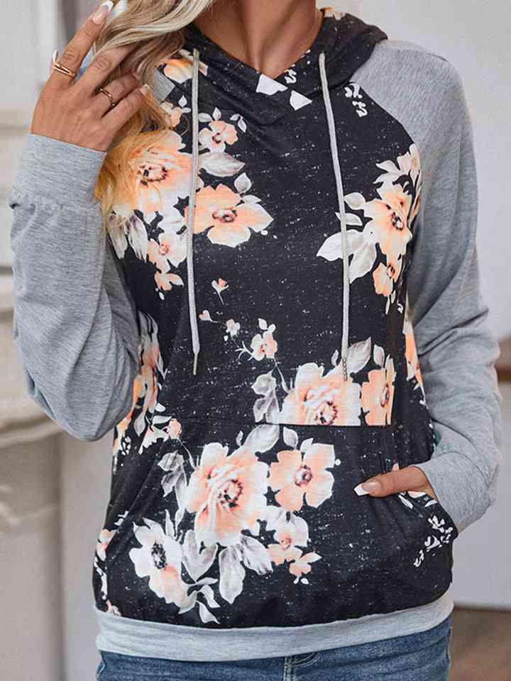 Printed Raglan Sleeve Hoodie
Pattern type: Floral
Style: Casual
Features: Drawstring, Pocketed
Neckline: Hooded
Length: Regular
Sleeve length: Long sleeves
Sleeve type: Regular sleeves
Sheer: OTopsDalilly Designs BoutiquePrinted Raglan Sleeve Hoodie