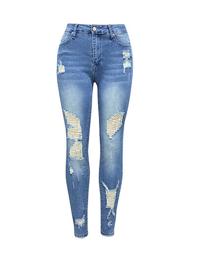 Distressed Buttoned Jeans with Pockets
Features: Basic style, Distressed, Washed
Stretch: Stretchy
Material composition: 65% cotton, 35%% polyester
Care instructions: Machine wash cold. Tumble dry low.
IBottomsDalilly Designs BoutiqueDistressed Buttoned Jeans