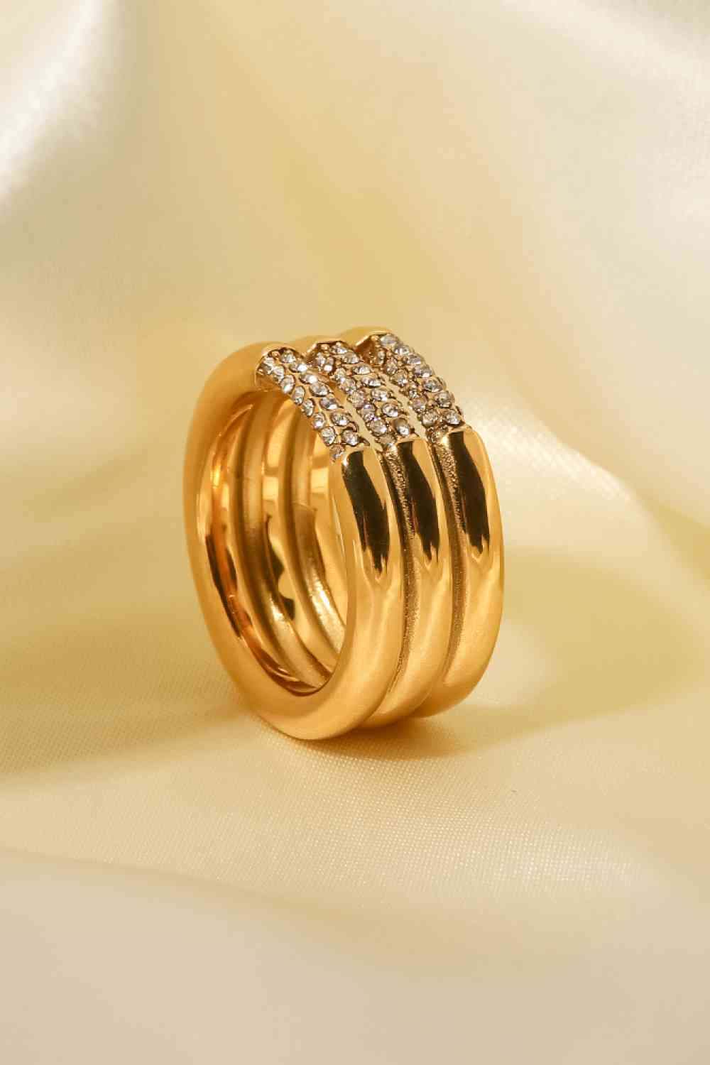 Triple-Layered Rhinestone Ring
Picture style: Flat lay, studio
Features: Triple layered, rhinestone
Material: Stainless steel
Care: Avoid wearing during exercise, as sweat will react with the jewAccessoriesDalilly Designs BoutiqueTriple-Layered Rhinestone Ring