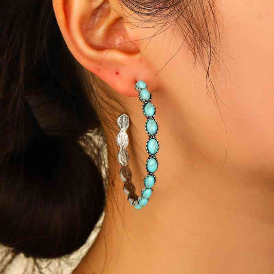 Artificial Turquoise C-Hoop Earrings
Material: Alloy, Artificial turquoise
Care instructions: Avoid wearing during exercise, as sweat will react with the jewelry to produce silver chloride and copper sAccessoriesDalilly Designs BoutiqueArtificial Turquoise