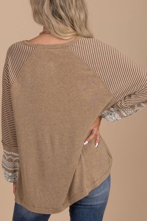 Striped Round Neck Long Sleeve Blouse
Features: Basic style
Sheer: Opaque
Stretch: Slightly stretchy
Material composition: 65% polyester, 25% viscose, 10% elastane
Care instructions: Machine wash cold. TopsDalilly Designs BoutiqueStriped Round Neck Long Sleeve Blouse