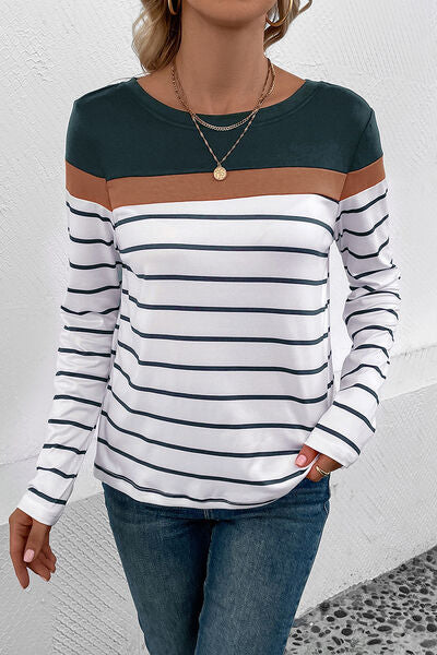 Striped Round Neck Long Sleeve T-Shirt
Features: Basic style
Sheer: Opaque
Stretch: Slightly stretchy
Material composition: 100% polyester
Care instructions: Machine wash cold. Tumble dry low.
Imported
PTopsDalilly Designs BoutiqueStriped Round Neck Long Sleeve