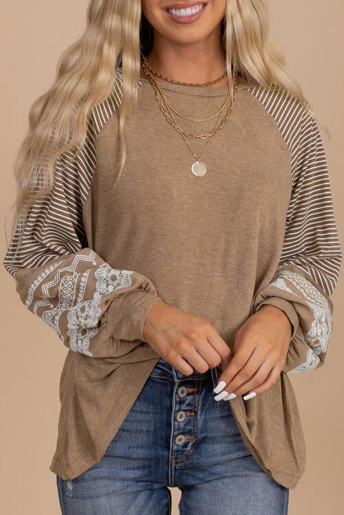 Striped Round Neck Long Sleeve Blouse
Features: Basic style
Sheer: Opaque
Stretch: Slightly stretchy
Material composition: 65% polyester, 25% viscose, 10% elastane
Care instructions: Machine wash cold. TopsDalilly Designs BoutiqueStriped Round Neck Long Sleeve Blouse