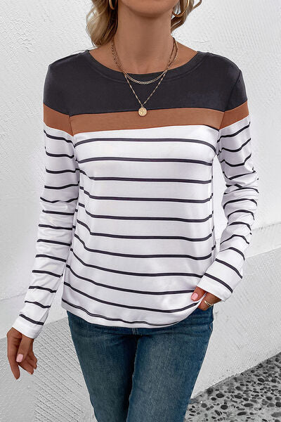 Striped Round Neck Long Sleeve T-Shirt
Features: Basic style
Sheer: Opaque
Stretch: Slightly stretchy
Material composition: 100% polyester
Care instructions: Machine wash cold. Tumble dry low.
Imported
PTopsDalilly Designs BoutiqueStriped Round Neck Long Sleeve