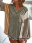 Exposed Seam Color Block V-Neck T-Shirt
Features: Pocketed
Sheer: Opaque
Stretch: Slightly stretchy
Material composition: 60% polyester, 35% viscose, 5% elastane
Care instructions: Machine wash cold. TumbTopsDalilly Designs BoutiqueExposed Seam Color Block